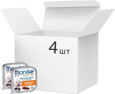 Упаковка влажного корма для собак Monge Dog Wet FRESH утка 0.1 кг x 4 шт (1826000000029)