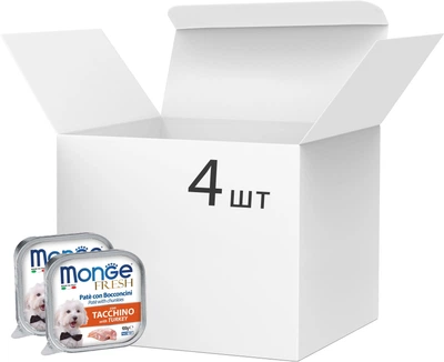Упаковка влажного корма для собак Monge Dog Wet FRESH индейка 0.1 кг x 4 шт (1826000000035)