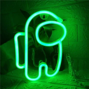 Неонова вивіска та Нічний світильник Neon Amazing Among Us на батарейках для дітей Green Без Бренда (748405)