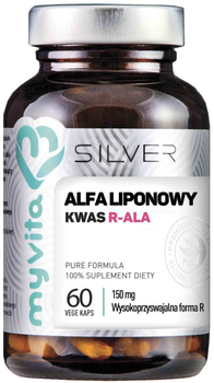 Дієтична добавка Myvita Silver 100% альфа-ліпоєва кислота R-Ala 60 капсул (5903021591142)