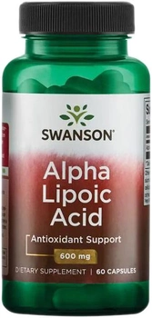 Suplement diety Swanson Ala Kwas Alfa Liponowy 600 mg 60 kapsułek (87614021676)
