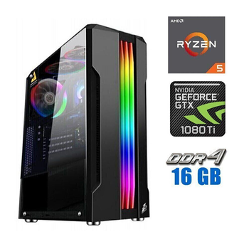Игровой ПК Tower AMD Ryzen 5 3600 (6(12) ядер по 3.6-4.2 GHz) NEW / 16GB DDR4 NEW / 480GB SSD NEW + 500GB HDD / GeForce GTX 1080 Ti, 11GB GDDR5X, 352bit / 700W NEW б/у