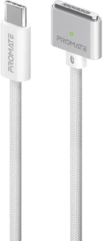 Кабель Promate MagCord-140PD USB Type-C to MagSafe 3 140W PD 2 м White (magcord-140pd.white)