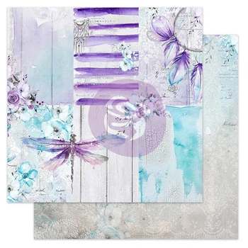 Двосторонній скрап папір Prima Dragonfly Bliss - Aquarelle Dreams, 30х30 см, AQUA12-50302