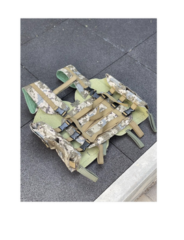 Разгрузка жилет 11 карманов РПС ременно-поясная система на карабинах M&W Military с плечевыми ремнями пиксель (5470)