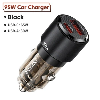 Автомобильное зарядное устройство Toocki 95W USB C Быстрая зарядка QC 4,0 Type C PD (Black)