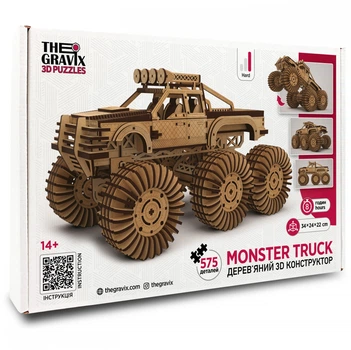 Деревянный 3D пазл-конструктор "MONSTER TRUCK" THEGRAVIX (03945)