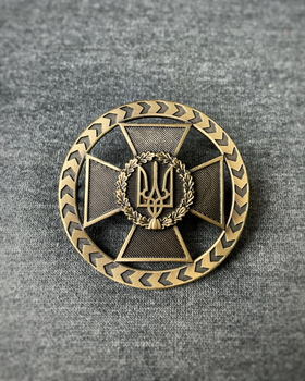 Кокарда Беретний знак ДПСУ прикордонна нового зразка метал кругла золота (1710248746)