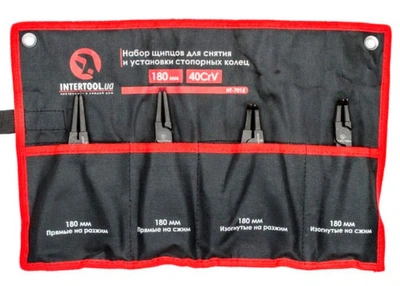 Щипцы для стопорных колец Intertool фосфатированные 180мм (HT-7015)