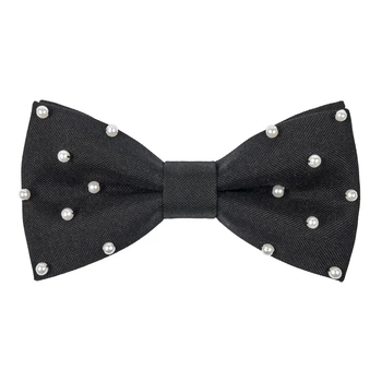 Бабочка Bow Tie House черная с бусинками 10023