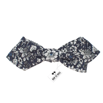 Краватка-метелик Bow Tie House темно-синя в квіточках бавовняна 08501