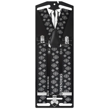 Подтяжки Bow Tie House галстучные черные с оригинальным рисунком 07488