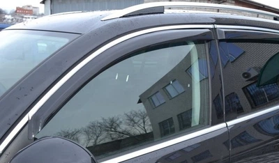 Дефлекторы окон (ветровики) HIC Subaru Legacy 2009- 4дв хром молдинг SUB11-M