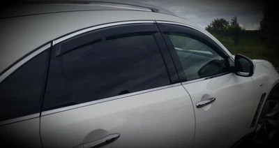 Дефлекторы окон (ветровики) HIC Infiniti FX35/50/QX70 2009- 4дв хром молдинг (IN06-M)