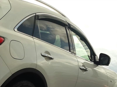 Дефлекторы окон (ветровики) HIC Infiniti JX35 2012- С хром молдингом, (IN11-M)