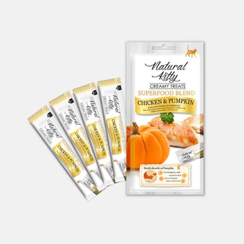 Крем-снек для кошек Pettric Natural Kitty Creamy Treats Chicken & pumpkin со вкусом курицы и тыквы 4х12г SNK22102