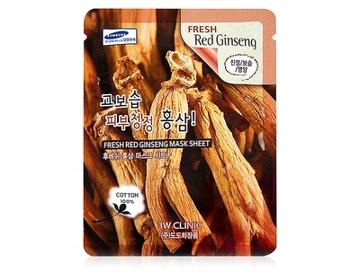 Тканевая маска для лица с экстрактом красного женьшеня 3W Clinic Fresh Red Ginseng Mask Sheet (8809689370105)