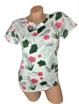 Футболка Moni & Co с растительным принтом Белая S/M (42-44)