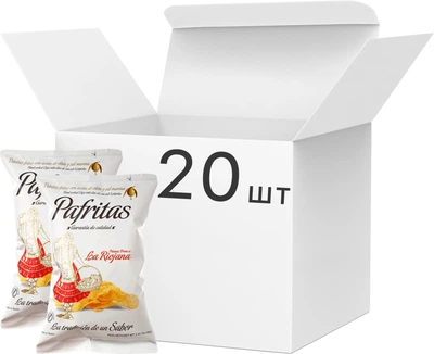 Упаковка картофельных чипсов Pafritas с копченой паприкой Риоха 40 г х 20 шт (0.8 кг) (8436004743131)