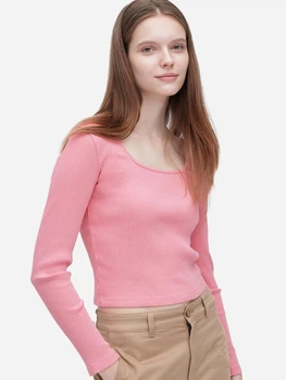 Лонгслив длинный женский Uniqlo 496017570 2XL Розовый (1159785272)