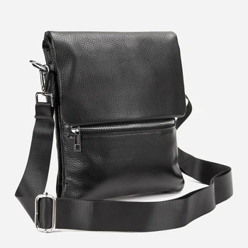 Чоловіча сумка з натуральної шкіри месенджер через плече Tiding Bag M56-2056A Чорна