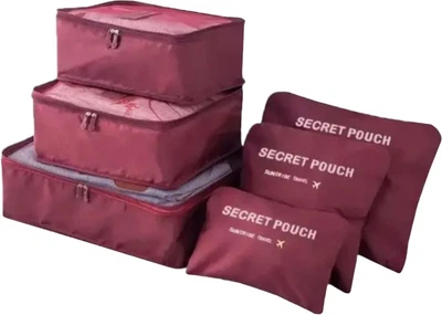 Набір органайзерів для речей Ason Secret Pouch 6 сумочок на застібках Бордовий (35098BA)