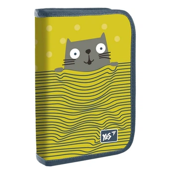 Пенал твердый Yes HP-04 Kitty, одинарный, с 2 клапанами, желтый (533424)