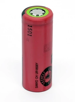 Аккумулятор 18500 Li-Ion Sanyo UR18500Y depacked, 1300mAh, 2.6A, 4.2/3.7/2.75V, flat top, Red
