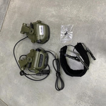 Наушники тактические Earmor M32X Mark3, активные, с креплением на шлем и съёмным микрофоном, цвет Олива
