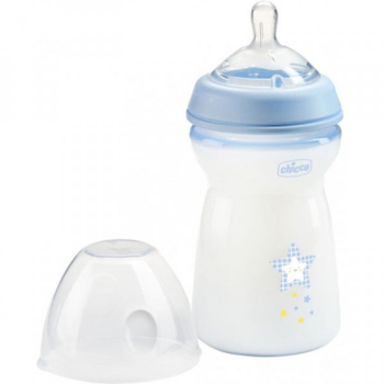 Пляшечка для годування Chicco Natural Feeling Color 330 мл +6 міс Блакитна (81335.20)