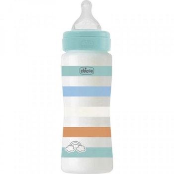 Пляшечка для годування Chicco Well-Being Colors з силіконовою соскою 4м+ 330 мл М'ятна (28637.21)