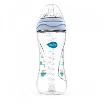 Пляшечка для годування Nuvita Mimic 330 мл 4м+ антиколиковая, голубая (NV6050Blue)