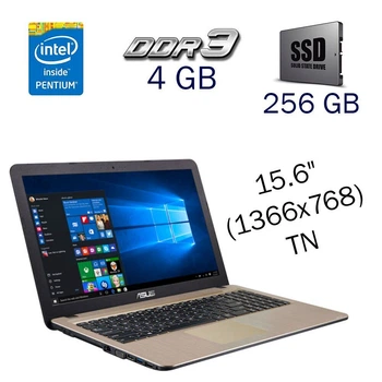 Ультрабук Asus X540S / 15.6" TN / Pentium N3700 (4 ядра по 1.6-2.4 GHz) / 4GB DDR3 / 256GB SSD / GeForce 810M, 1 GB DDR3, 64-bit / WebCam б/у