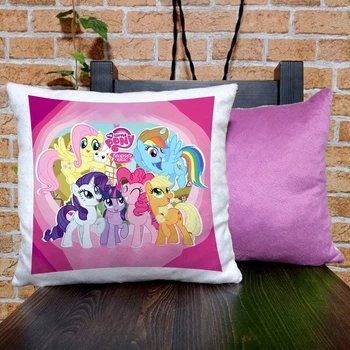 Подушка плюшевая квадратная 32х32см с принтом пони My little pony