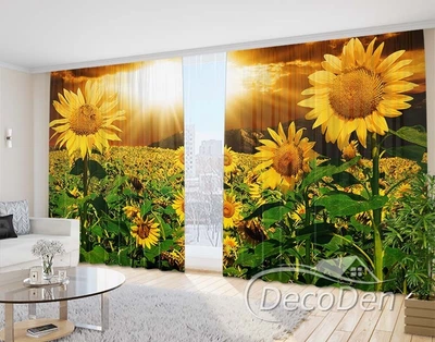 3D Фото Штори PHOTODECOR "Соняшники на світанку" 1 кв.м