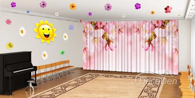 Весенние Фото Шторы в детский сад PHOTODECOR "Веточка весны"