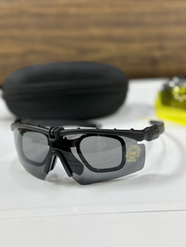 Тактичні захисні окуляри UV400 із змінними лінзами Чорний (Black)