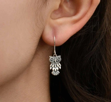 Сережки у формі сови зі срібла 925 (АРТ. №6012) Dadiverin Jewelry