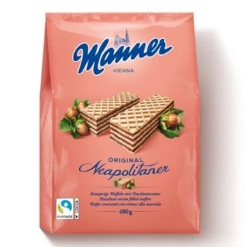 Вафлі Manner Hazelnut cream filled з горіховим кремом, 400 г