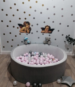 Сухой бассейн Maikinbaby круг 150х40х8 см и 400 шт шаров Бархат Серебристый (арт.М150-130)