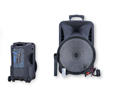 Автономна акустична система XPRO FH-A15 колонка валіза 100Вт USB, SD, FM радіо, Bluetooth, мікрофон, ДК чорна (lp-87990)