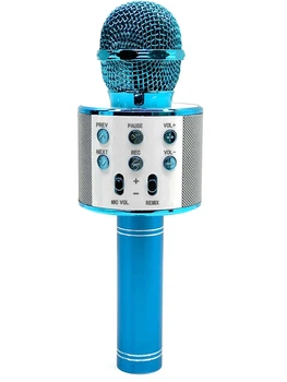 Микрофон беспроводной караоке bluetooth USB колонка Голубой (С 48340)