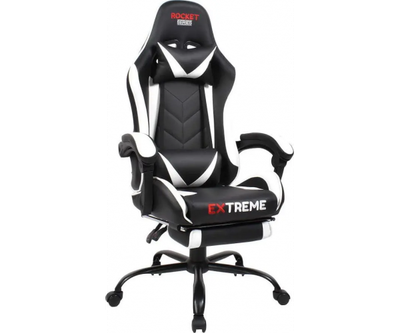 Ігрове крісло для геймерів та роботи EXTREME R103 Чорно білий геймерське крісло