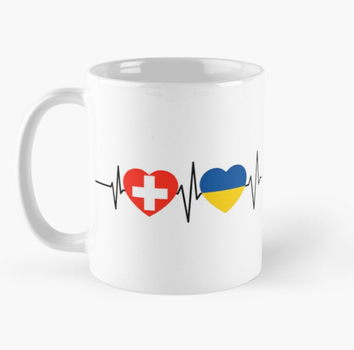 Чашка Керамическая Кружка с принтом Switzerland Ukraine Швейцария Украина Белая 330 мл