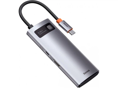 Док-станція для ноутбука BASEUS Metal Gleam Series 5-in-1 Multifunctional Type-C HUB Docking Station Space Gray (CAHUB-CX0G)