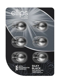 Витамины для волос Ellips "Шелковая ночь" с про-кератиновым комплексом Vitamin Silky Black With Pro-Keratin Complex, 6 шт по 1 мл (8993417200083)