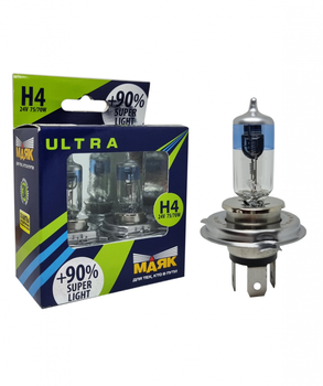Галогенна лампа Маяк H4 24V 75/70W 84430 SL +90% SUPER WHITE ULTRA (06178)