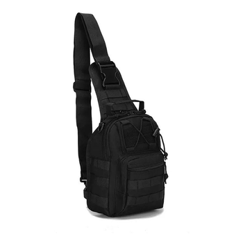 Однолямочный тактический рюкзак, городская военная сумка Tactical на 6 л. Black (28х18х13 см)