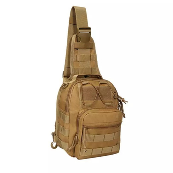 Однолямочный тактический рюкзак, городская военная сумка Tactical на 6 л. Coyote (28х18х13 см)