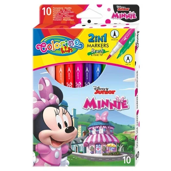 Фломастеры цветные "MINNIE" с рисунком на корпусе двухсторонние 10 цветов 90669PTR 5907620190669